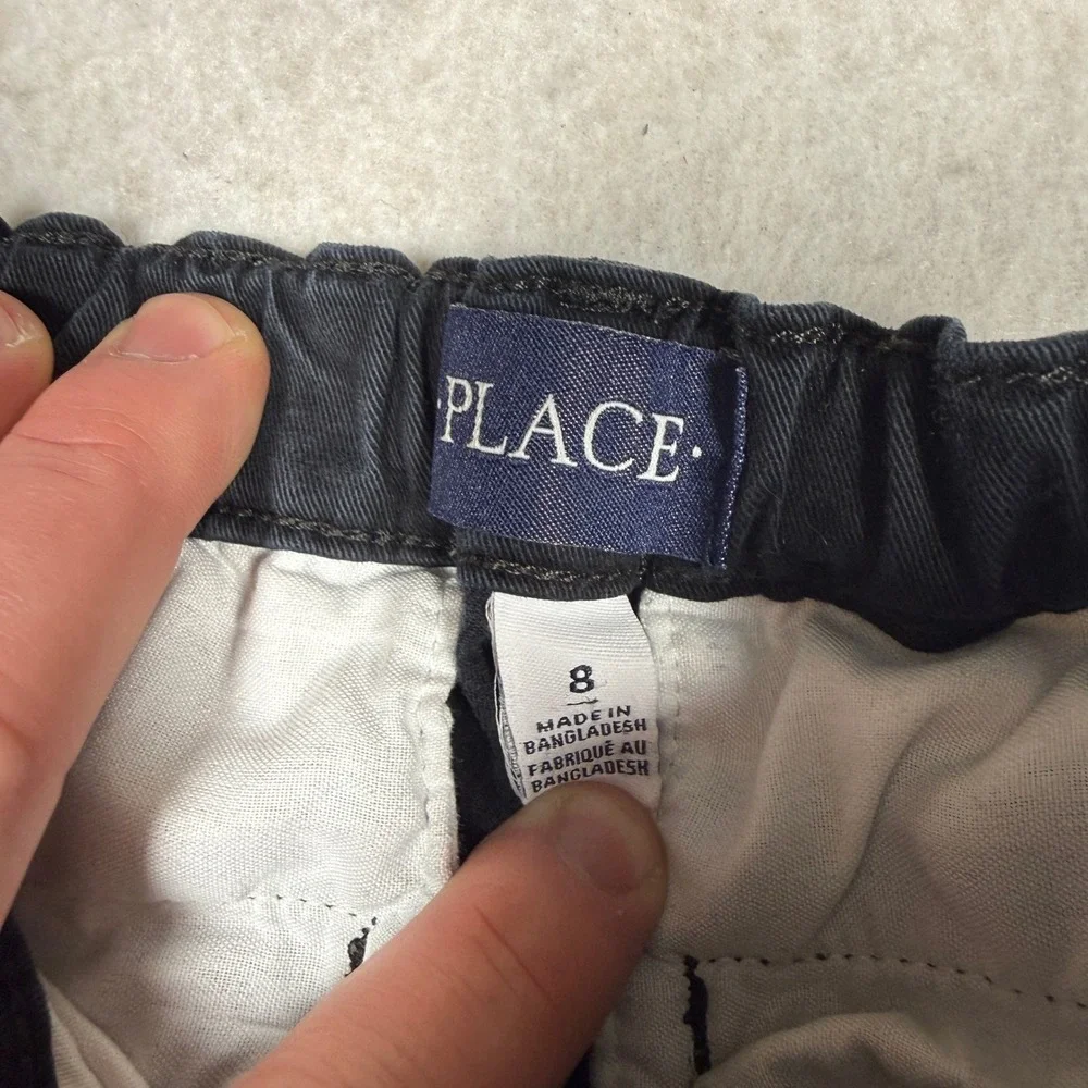 The Childrens Place Boys Navy Blue Chino Pants Size 8 Elastic Waist Trousers